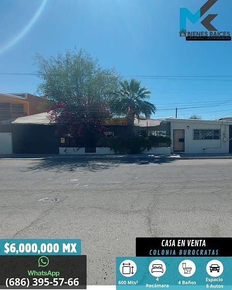 ¡En venta casa en Col. Burócratas con doble terreno(Mexicali,B.C.)!