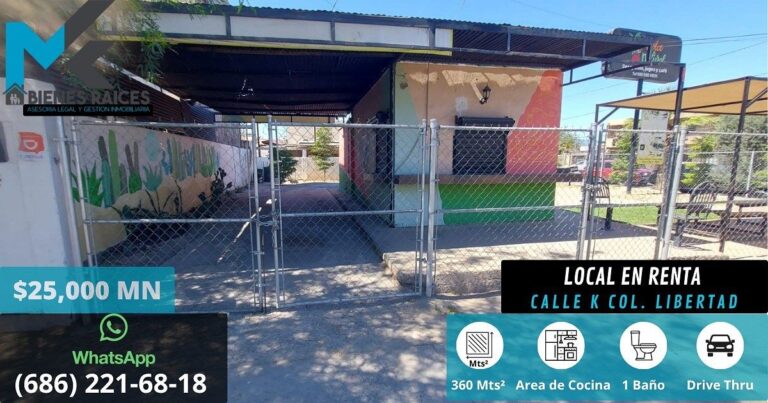 ¡Se renta local en Col. Libertad (Mexicali, B.C.)!